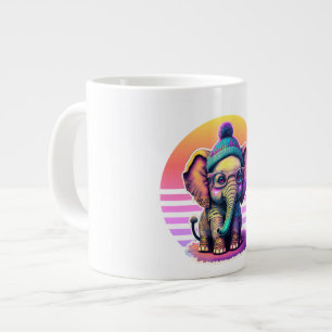 Caneca De Café Grande Belo Elefante para Bebê com Óculos e Beanie