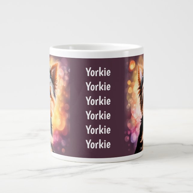 Caneca De Café Grande Belo Esboço de um Cão Yorkie (Frente)