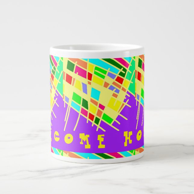 Caneca De Café Grande Bem-vindos a casa, brita e a mensagem (Frente)