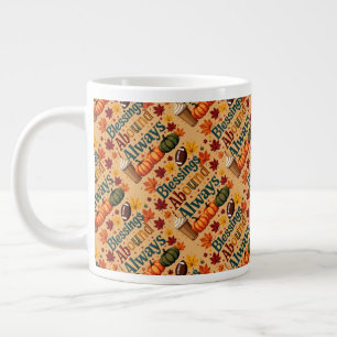 Caneca De Café Grande Bênçãos Sempre no Design de outono