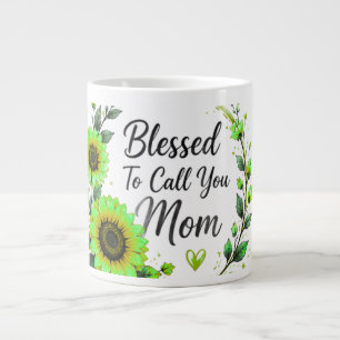 Caneca De Café Grande Bendita Por Chamar Você de Mãe Girassol