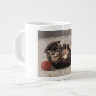 Caneca De Café Grande Berço de Gato, Um Gato Brincando com Novelo de Lã