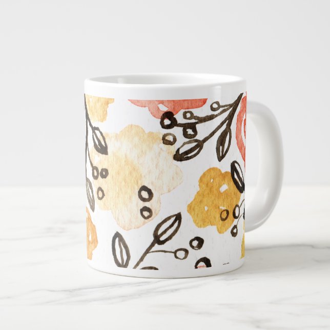 Caneca De Café Grande Berries e Floral (Frente Esquerda)