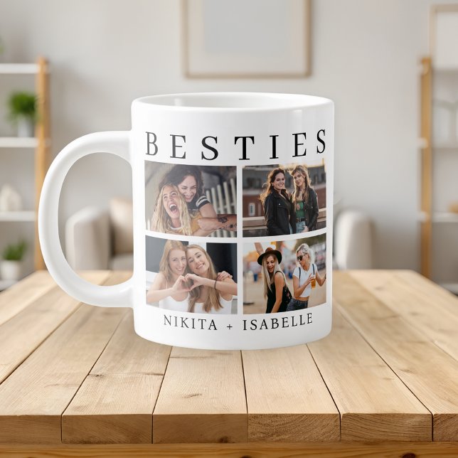 Caneca De Café Grande Best Friends Modern Photo Collage Keepsake (Criador carregado)