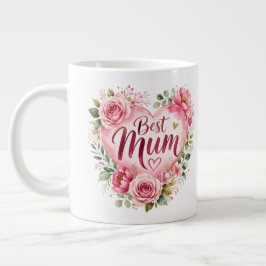 Caneca De Café Grande Best Mum Aquarell Blumenherz Design