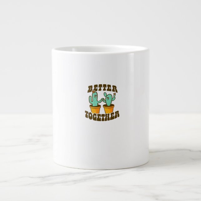 Caneca De Café Grande Better Together Cactuses Whimsical Style  (Frente)