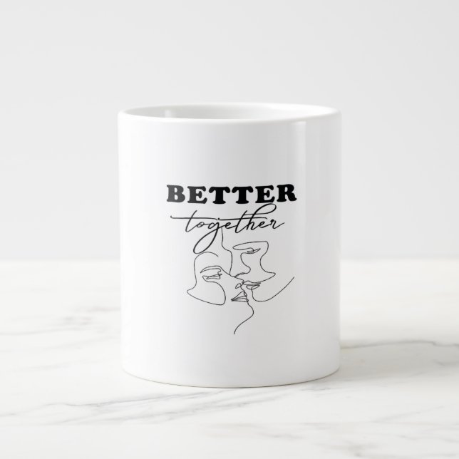 Caneca De Café Grande Better Together Kissing Romantic Design  (Frente)