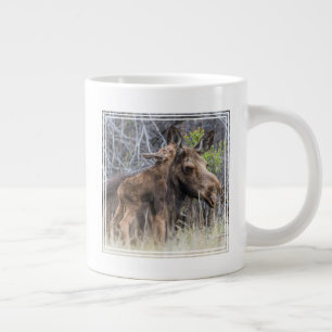 Caneca De Café Grande Bezerro de Alce Recém-Nascido Cutucando sua Mãe