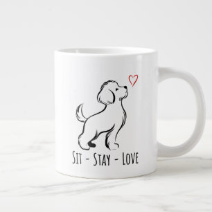 Caneca De Café Grande Bichon Sit-Stay-Love