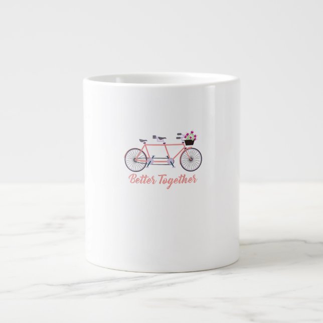 Caneca De Café Grande Bicicleta Tandem Melhor Juntos Moderno De (Frente)