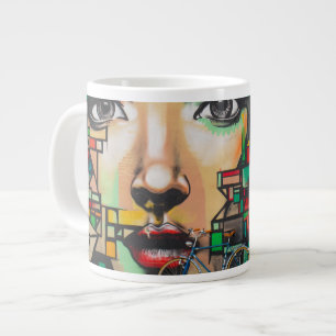 Caneca De Café Grande Bicicletas na parede do Grafite