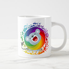 Caneca De Café Grande Bico desenho Arco-Íris Branco Leão