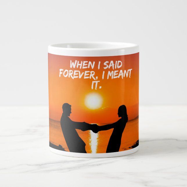 Caneca De Café Grande Big Love Mug com citação romântica (Frente)