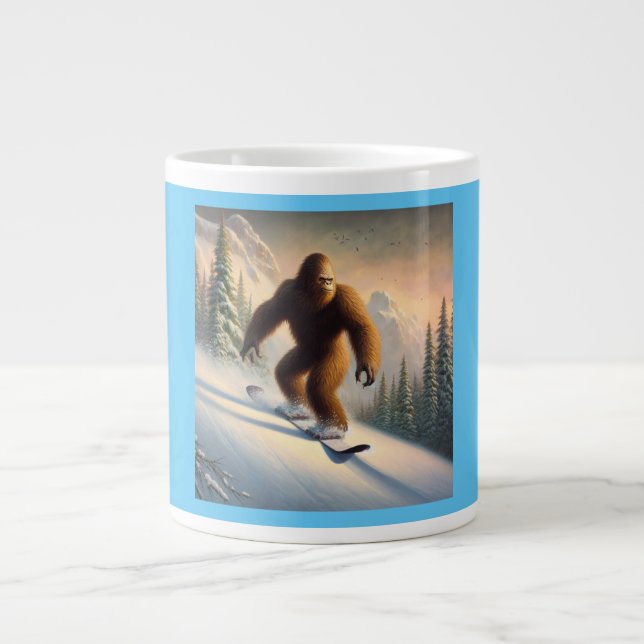 Caneca De Café Grande Bigfoot Snowboard (Frente)