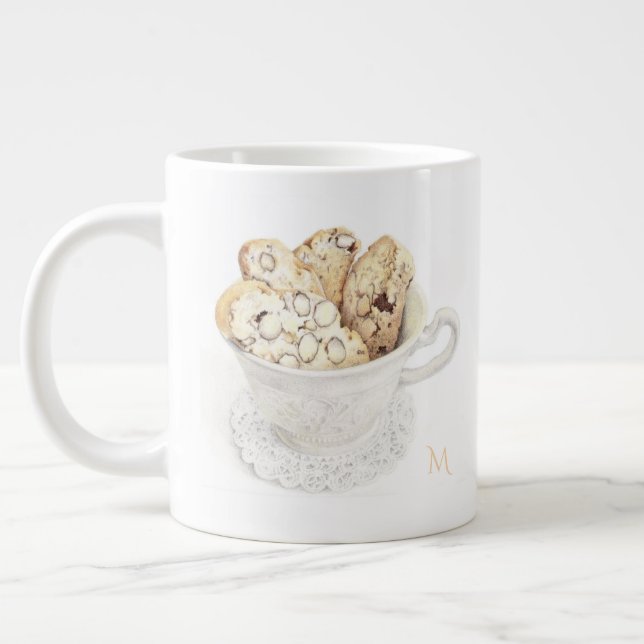Caneca De Café Grande BISCOTTI Caneca Grande Branca + Inicial (Esquerda)
