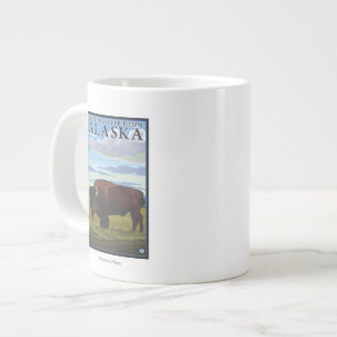 Caneca De Café Grande Bison Scene - bacia do rio Chitina, Alasca