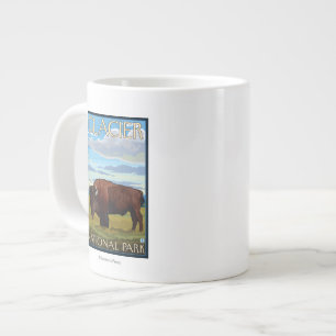 Caneca De Café Grande Bison Scene - Glacier National Park, MT