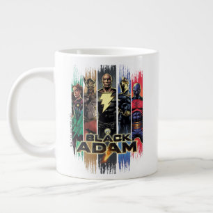 Caneca De Café Grande Black Adam Characters In Stripes Graphic