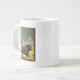 Caneca De Café Grande Black Bear in Forest - Washington