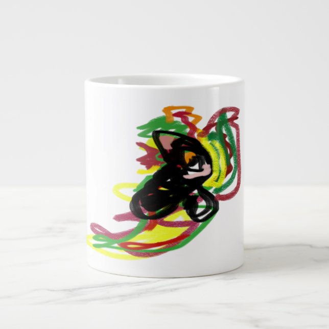 Caneca De Café Grande Black Cat toca outono (Frente)