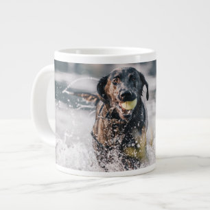 Caneca De Café Grande Black Labrador Joga Busca Na Água