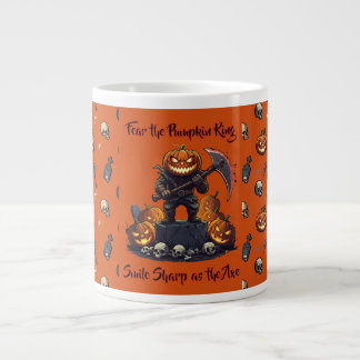Caneca De Café Grande 🖤 Black Pumpkin King Halloween Mug 🎃