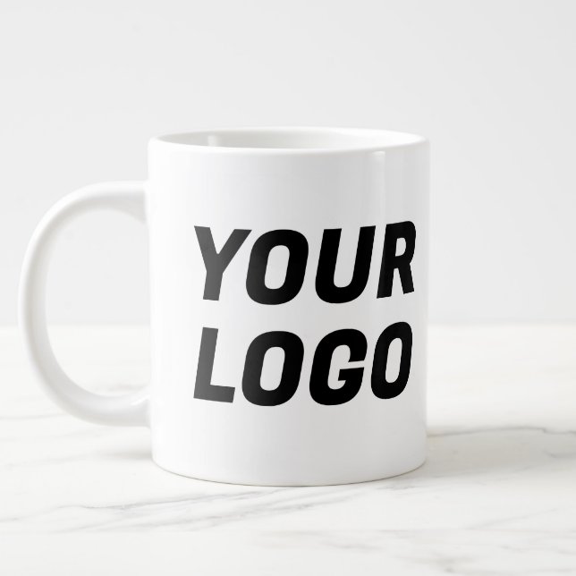 Caneca De Café Grande Black & White Business Company Logo CUSTOM Jumbo (Esquerda)