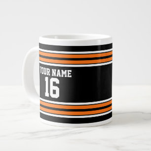 Caneca De Café Grande Black with Orange White Stripes Team Jersey