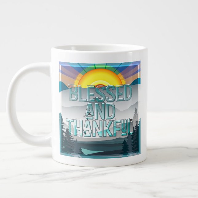 Caneca De Café Grande Blessed and Thankful  (Esquerda)