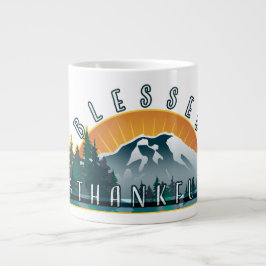 Caneca De Café Grande Blessed and Thankful