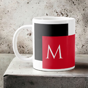 Caneca De Café Grande Bloco de cores mínimo simples com monograma inicia