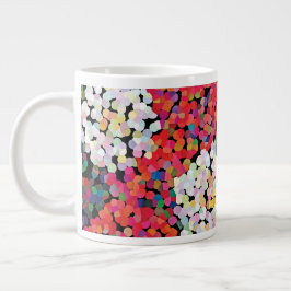 Caneca De Café Grande Blogues Florais de Cristal Vermelho