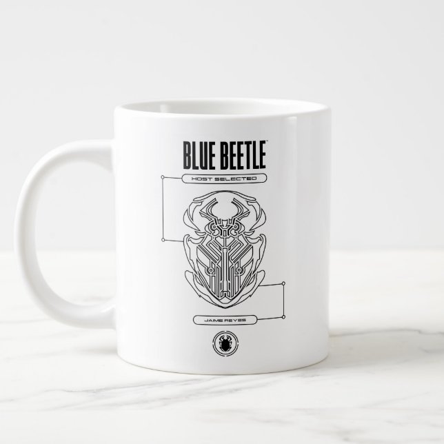 Caneca De Café Grande Blue Beetle Scarab Tech Graphic (Esquerda)