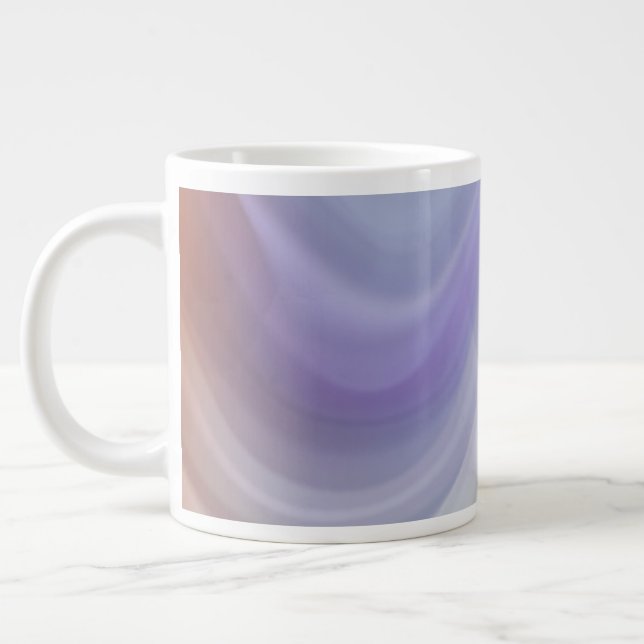 Caneca De Café Grande Blue Gradient Wavy Pattern (Esquerda)