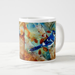Caneca De Café Grande Blue Jay na árvore