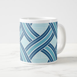 Caneca De Café Grande Blue Lines Pattern
