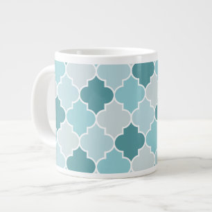 Caneca De Café Grande Blue Marroquino Trellis, Laticework, Quatrefoil