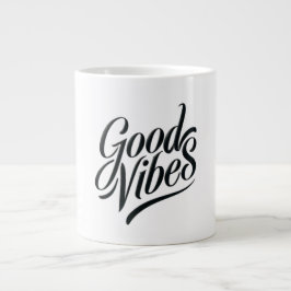 Caneca De Café Grande Boas Vibes Mug - Estilo de Caligrafia Moderno