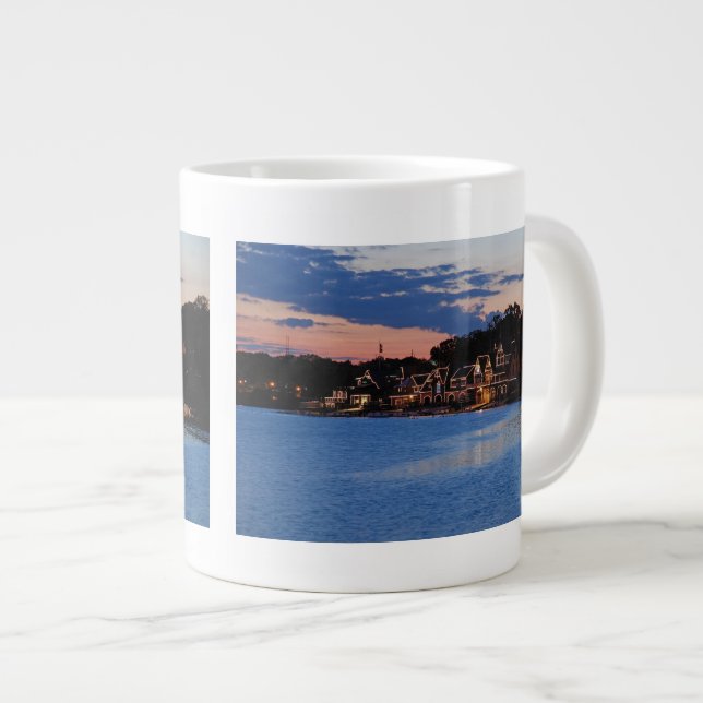 Caneca De Café Grande Boathouse Row Dusk (Frente Esquerda)