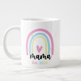 Caneca De Café Grande Boho Arco-Íris Personalizado Ano de Fundação Mama 
