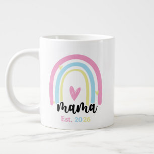 Caneca De Café Grande Boho Arco-Íris Personalizado Ano de Fundação Mama 