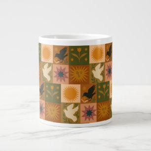 Caneca De Café Grande Boho Retro Celestial Sun Moon