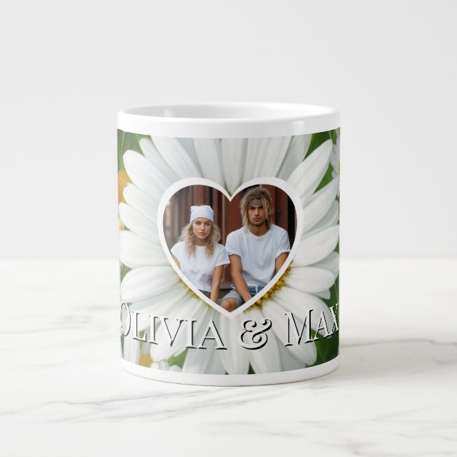 Caneca De Café Grande Boho White daisies modelo (Frente)