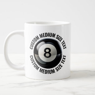 Caneca De Café Grande Bola 8 de Piscina de Tamanho Médio com Texto Perso