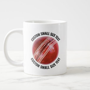 Caneca De Café Grande Bola de Críquete Personalizada com Texto de Tamanh