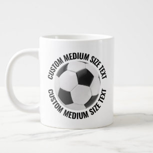 Caneca De Café Grande Bola de Futebol Personalizada com Texto de Tamanho