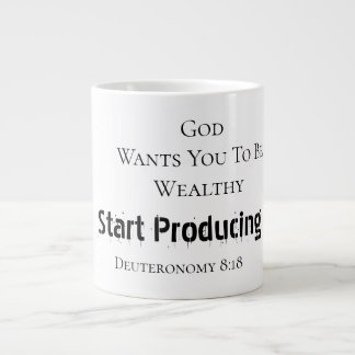 Caneca De Café Grande Bold Modern "God wants you to be wealthy" Faith