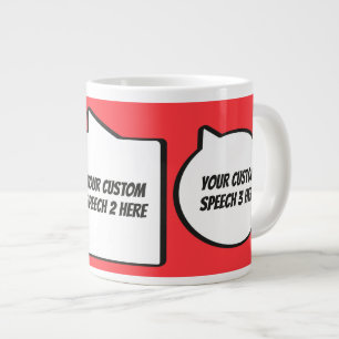 Caneca De Café Grande Bolhas de Voz de Texto e Cores Personalizadas