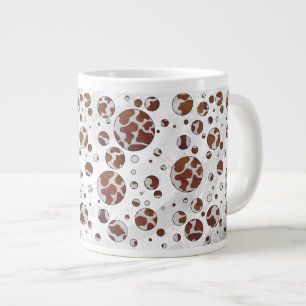 Caneca De Café Grande bolinhas castanho e Impressão branco
