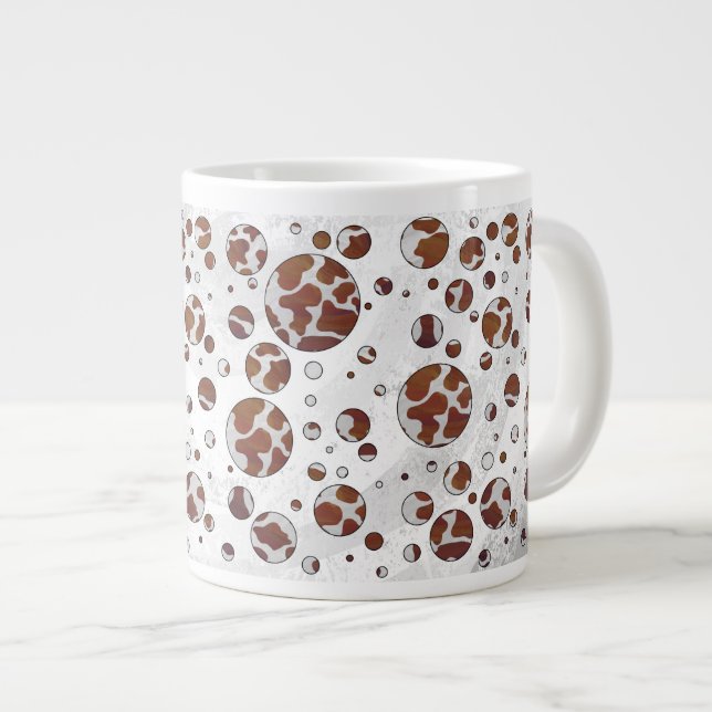 Caneca De Café Grande Bolinhas castanho e Impressão branco (Frente Esquerda)